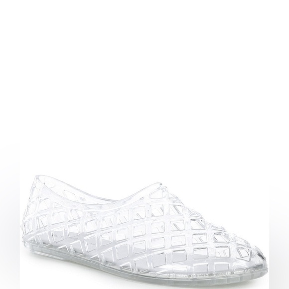 Jeffrey Campbell Jellz Clear Transparent Jelly Slip On Synthetic Silver Flats 8 - Picture 2 of 8